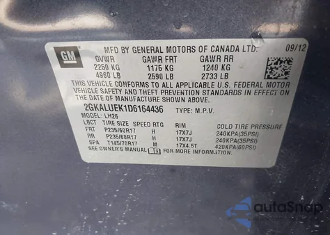 2013 GMC Terrain Slt-1 z USA, uszkodzony, nr VIN 2GKALUEK1D6164436